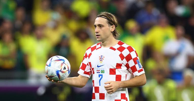 Croatian national team player Lovro Majer at the training of the