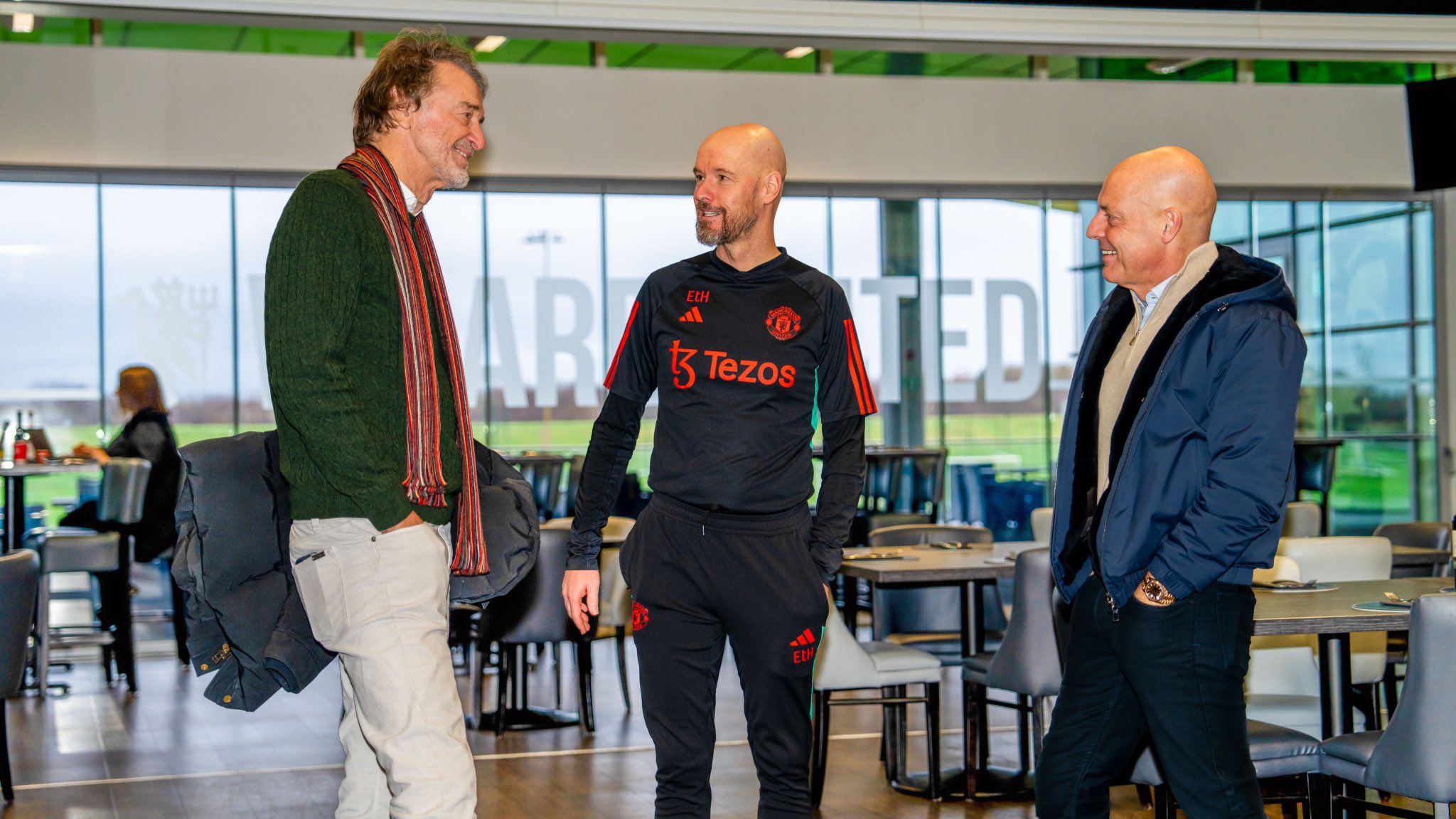 Man Utd Staff with the owner Sir Jim Ratcilffe