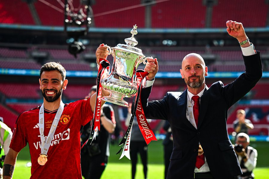 Bruno Fernandes and Erik ten Hag